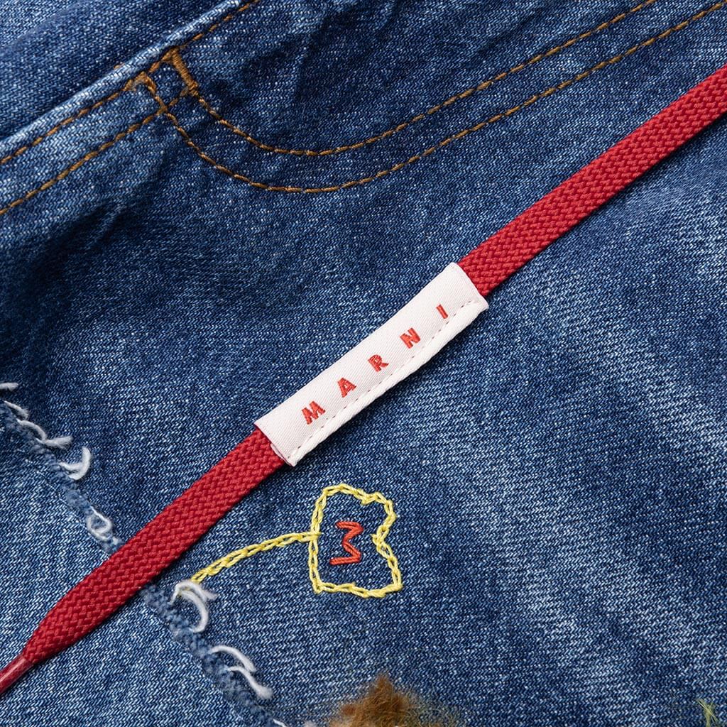 Blue Organic Denim Jeans With Mohair Patches - Iris Blue - Image 3