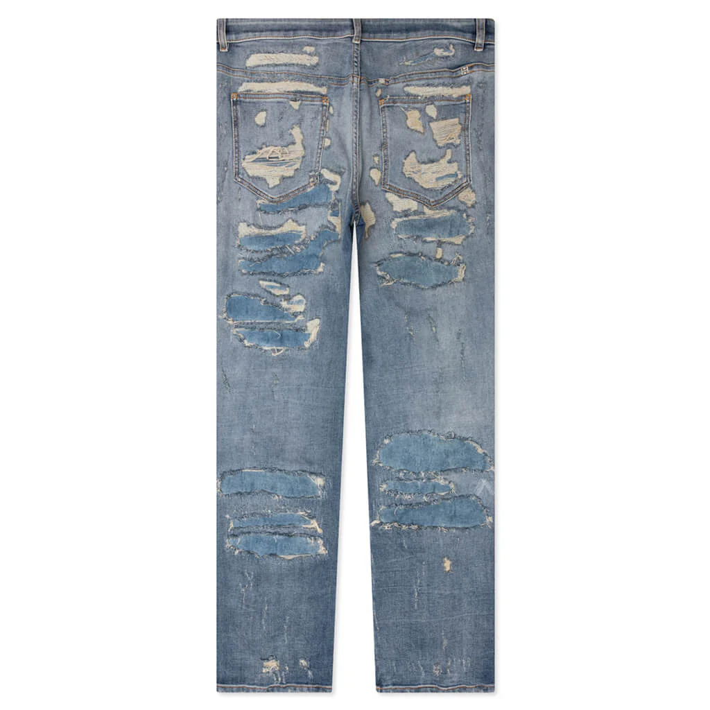 Straight Fit 5 Pocket Trousers - Light Blue - Image 2