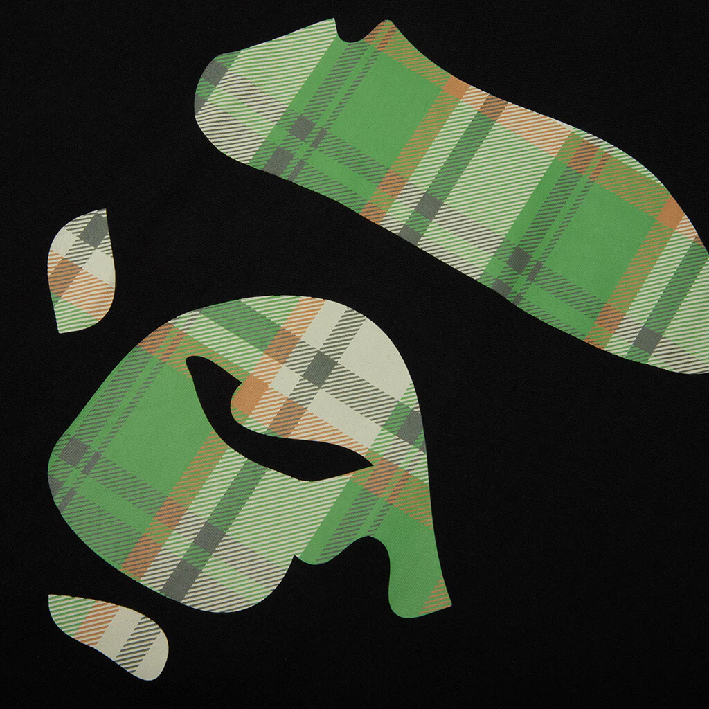 BAPE Check Ape Face Tee - Black/Green - Image 3