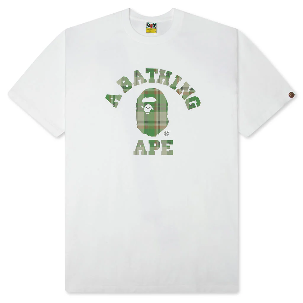 BAPE Check College Tee - White/Green