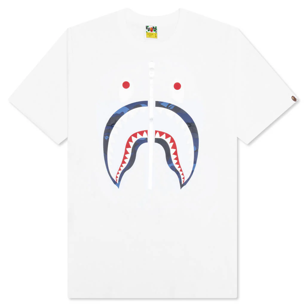 Color Camo Shark Tee - White/Navy