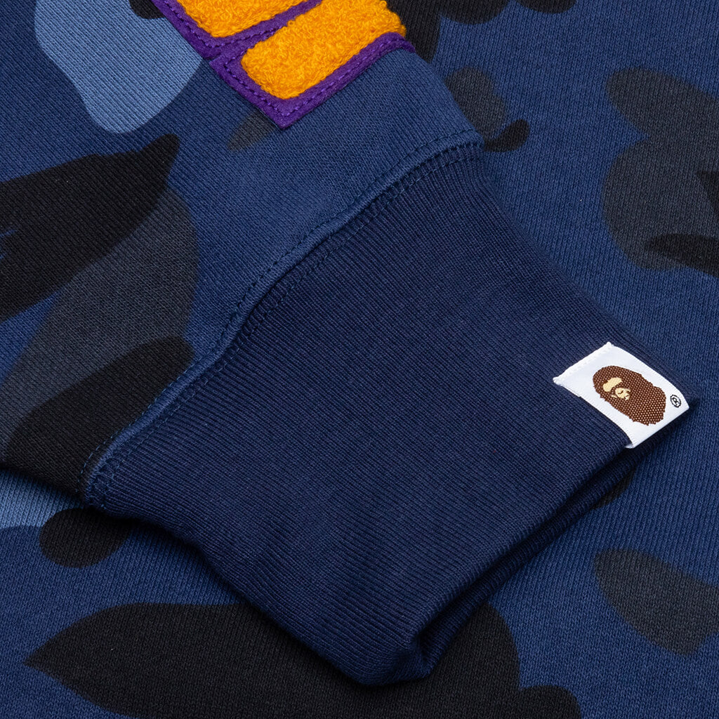 Color Camo Embroidery Shark Crewneck - Navy - Image 4