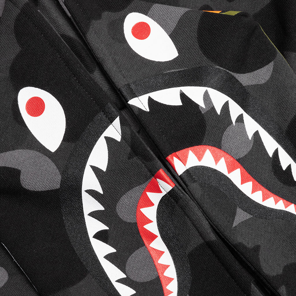 Kids Color Camo Shark Zip Hoodie - Black - Image 3