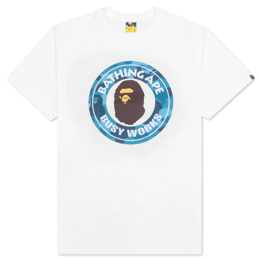 Honeycomb Camo Busy Works Tee - White/Blue