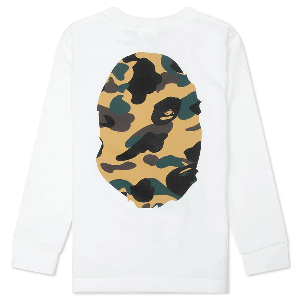 Kids 1st Camo Big Ape Head L/S Tee - White/Yellow - Image 2