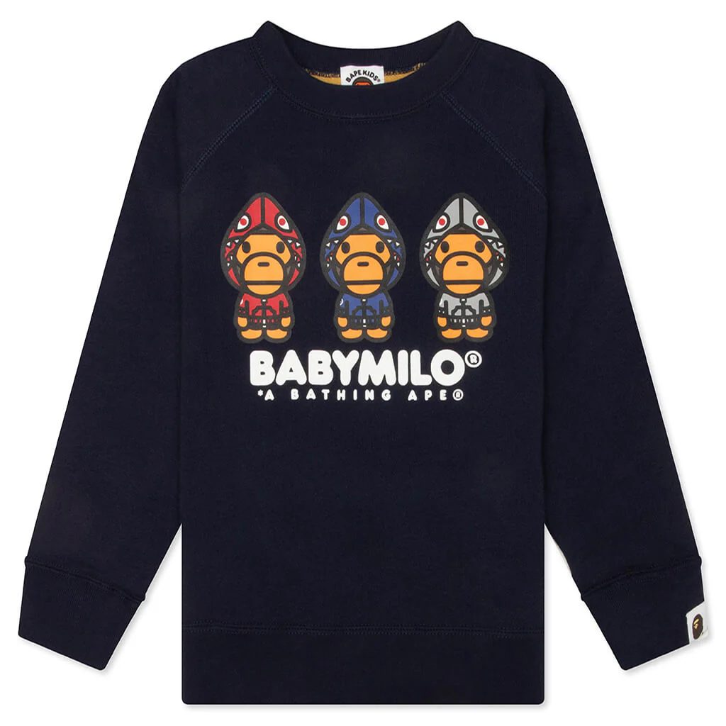 Kids 1st Camo Milo Shark FZH Crewneck Sweatshirt - Blue