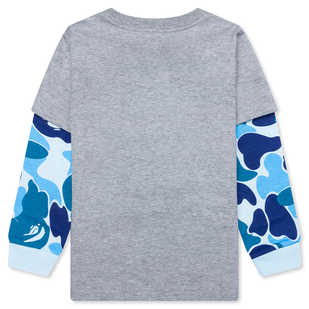 Kid's Abc Camo College Layered Sleeves L/S Tee - Gray - Image 2