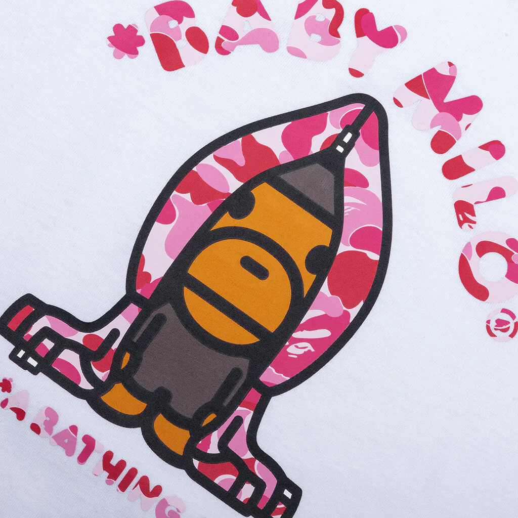 Kid's ABC Camo Milo Hoodie Tee - White/Pink - Image 3