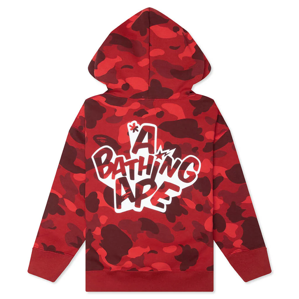 Kids Color Camo Ape Head Relaxed Fit Pullover Hoodie - Red - Image 2