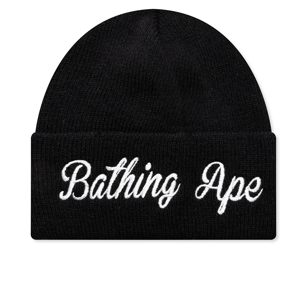 Cuffed Knit Beanie - Black