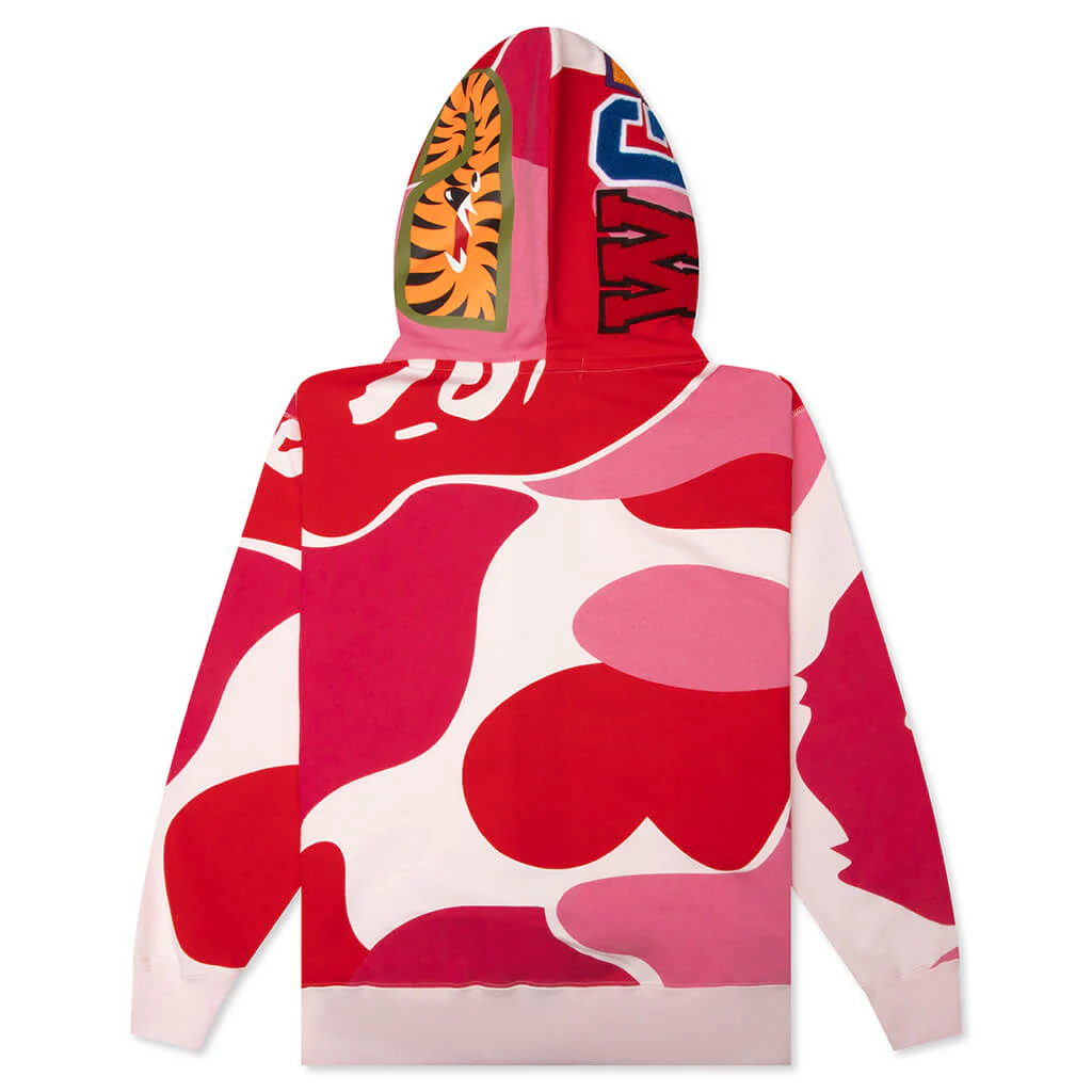 Mega ABC Camo Double Shark Relaxed Fit Full Zip Hoodie - Pink - Image 2