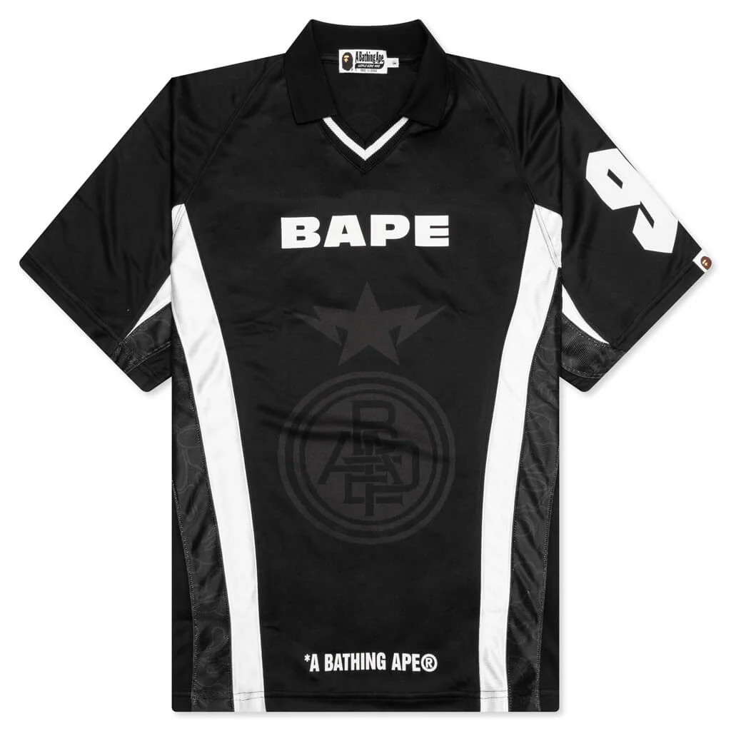 Multi Logo Relaxed Fit Soccer Jersey - Black