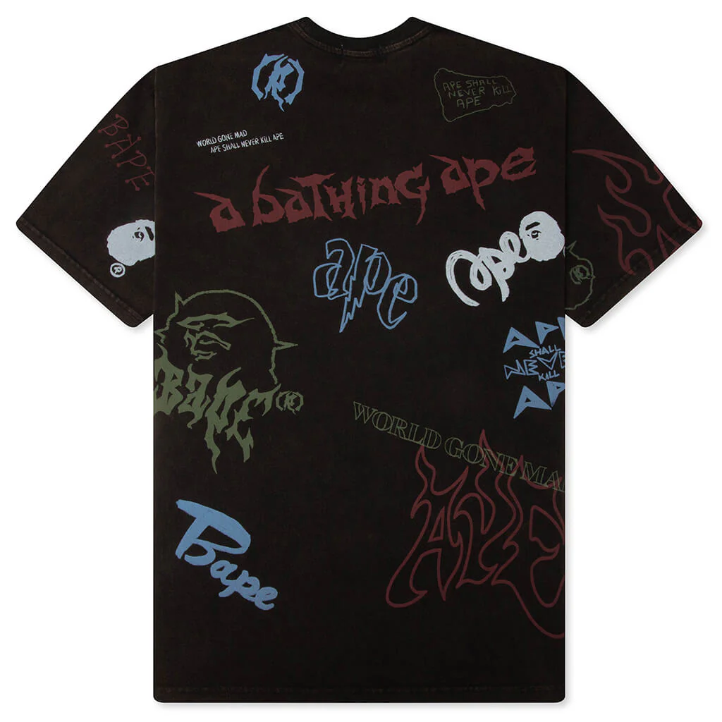 Overall Print Relaxed Fit Tee - Black - Image 2