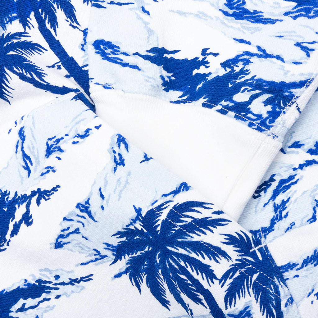 Palm Tree Camo Relaxed Fit Shark Full Zip Hoodie - Blue - Image 7