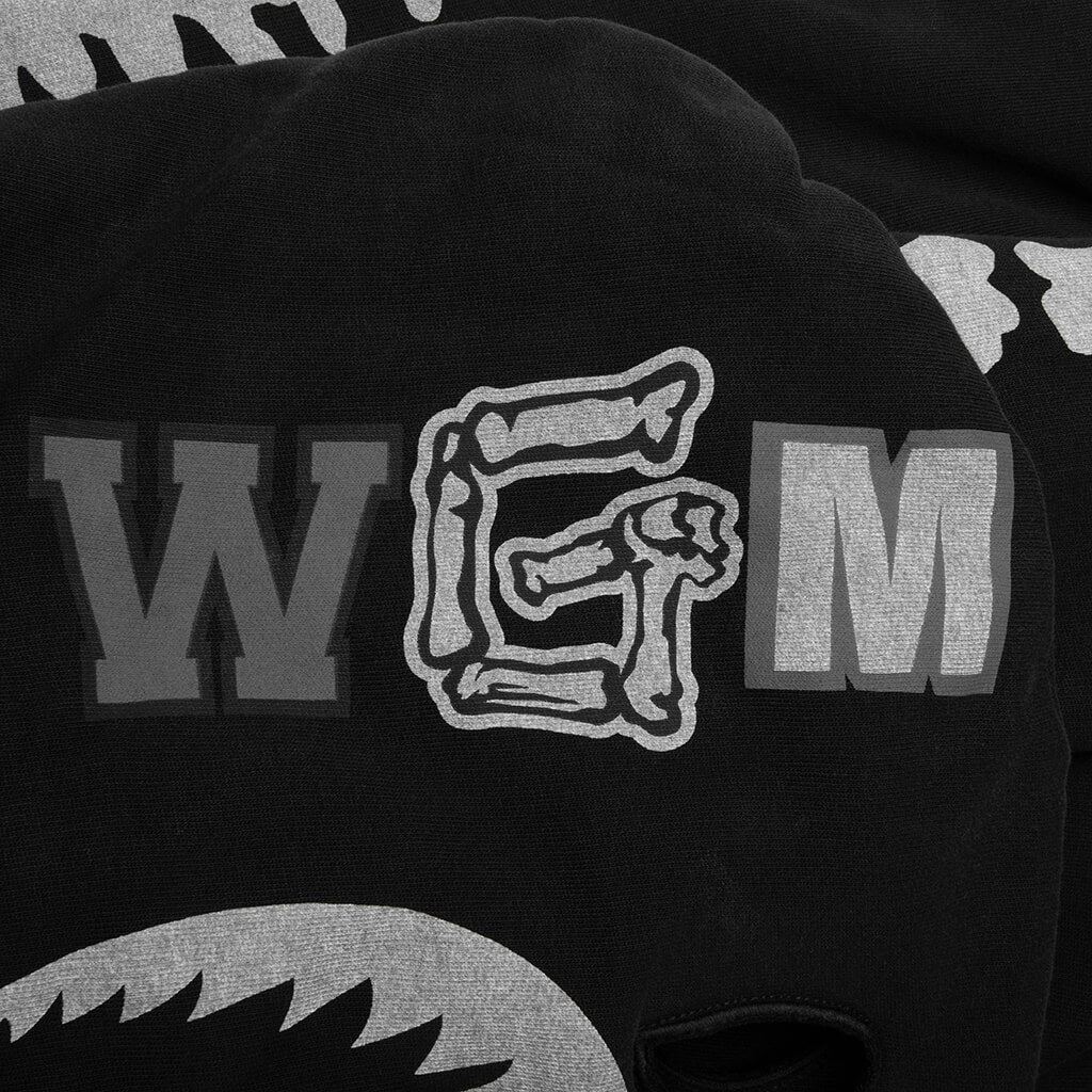 Skeleton Shark Heavy Washed Cropped Fit Full Zip Hoodie - Black - Image 8