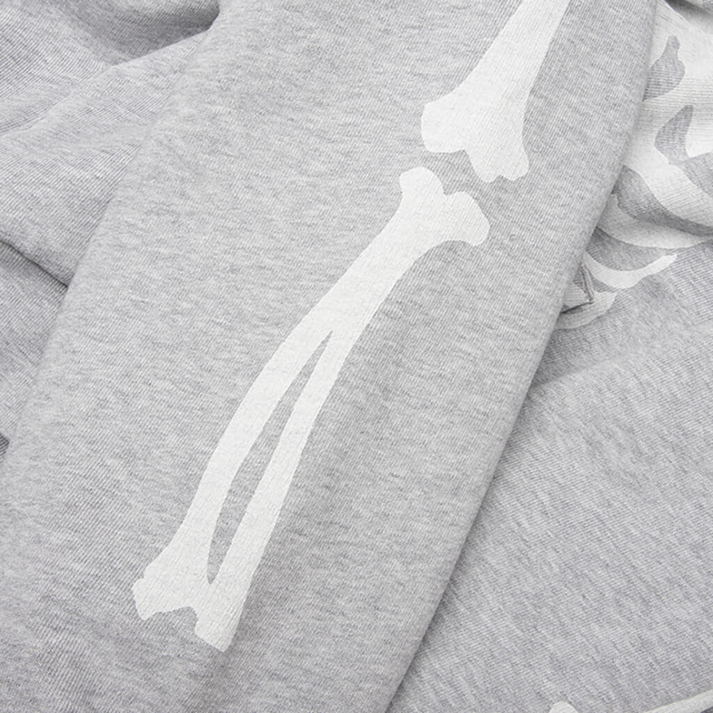 Skeleton Shark Heavy Washed Cropped Fit Full Zip Hoodie - Gray - Image 7