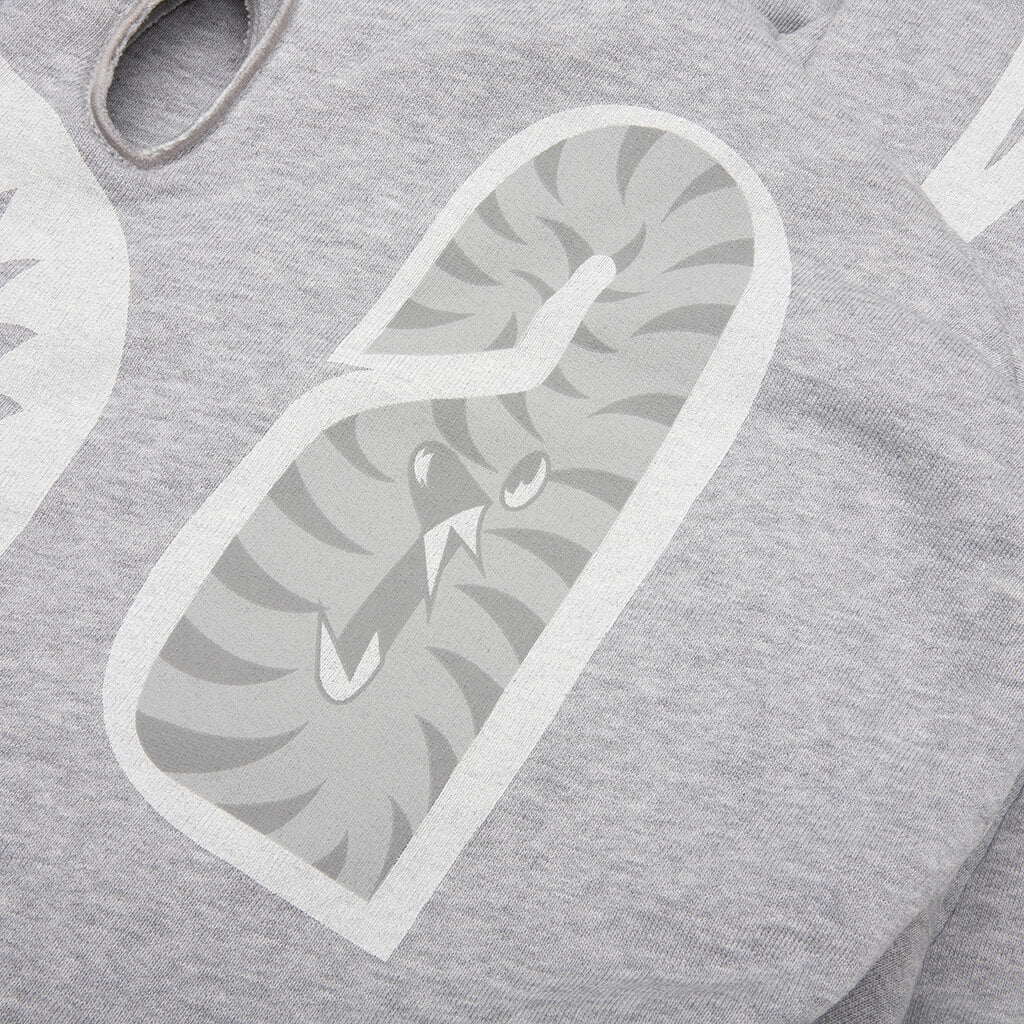Skeleton Shark Heavy Washed Cropped Fit Full Zip Hoodie - Gray - Image 9