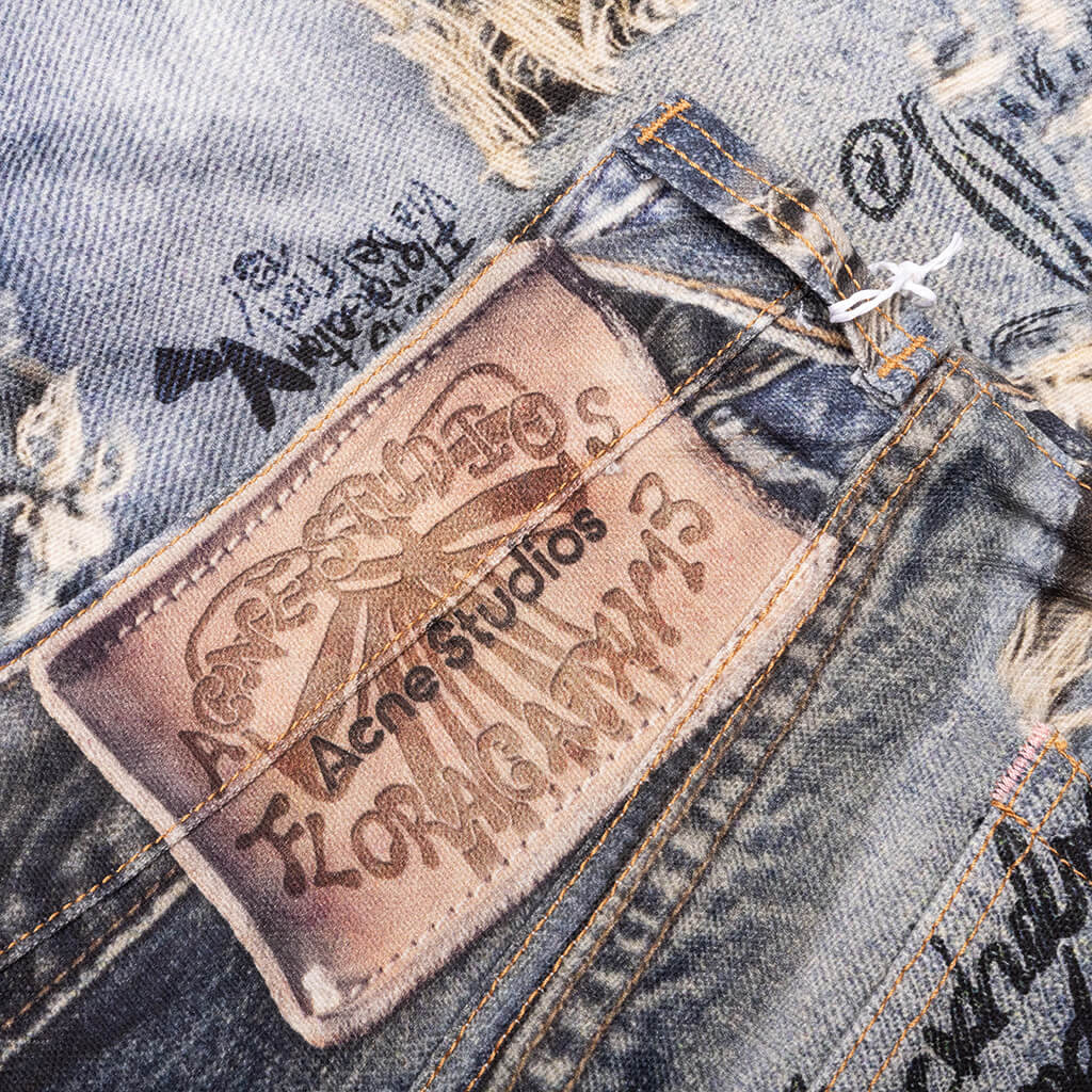 Super Baggy Fit Scribble Jeans - Mid Blue - Image 5