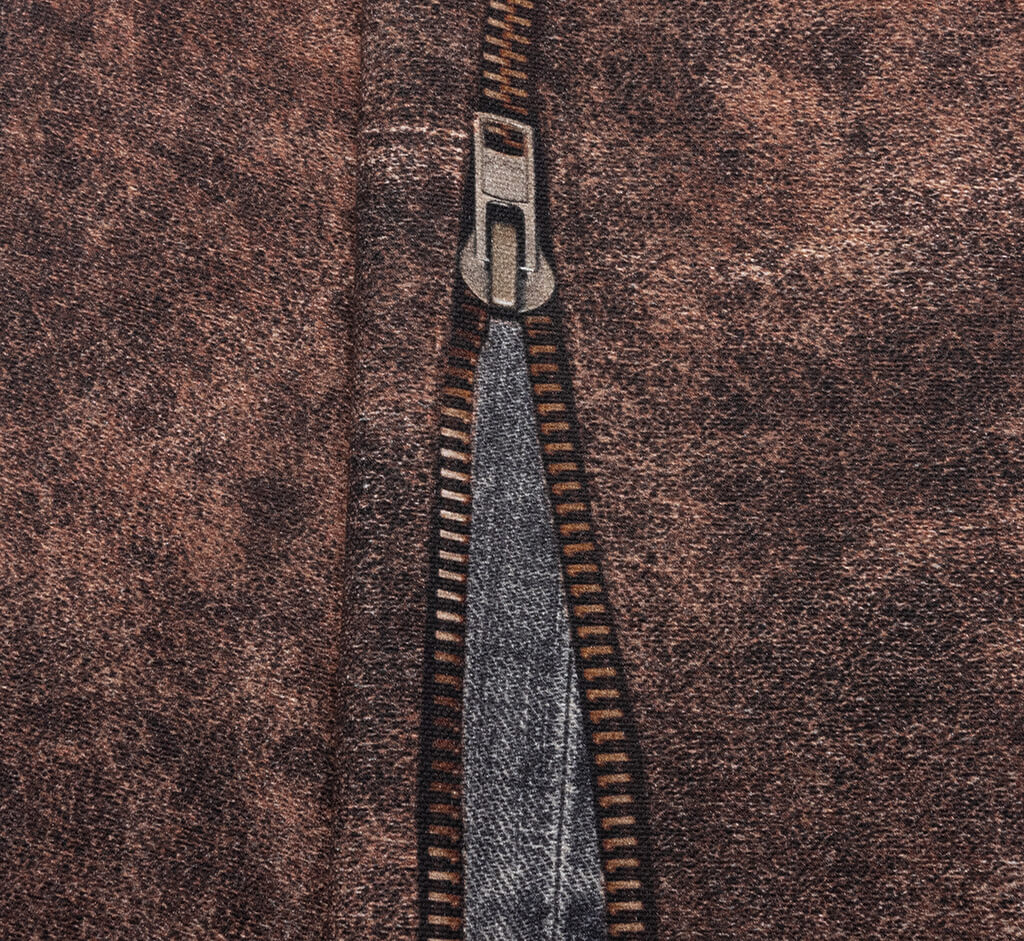 Regular Fit Trompe-l’oeil Printed Jeans - Blue/Brown - Image 2