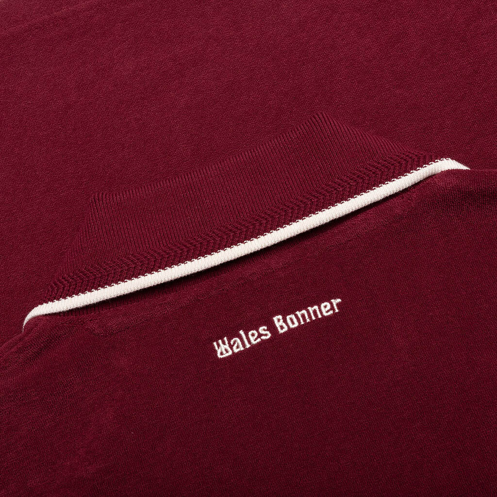 Adidas x Wales Bonner Terry Polo - Collegiate Burgundy - Image 3