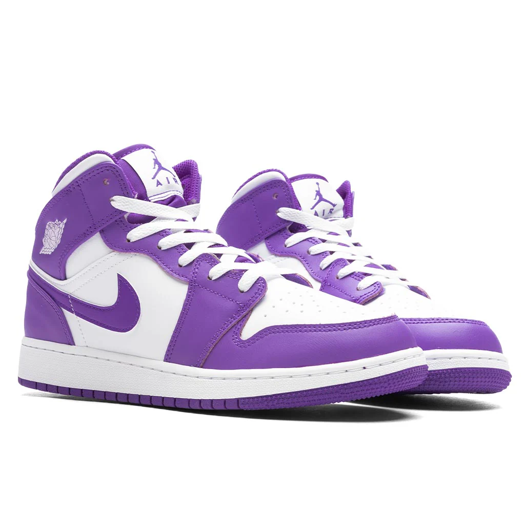 Air Jordan 1 Mid (GS) - Purple Venom/White - Image 2