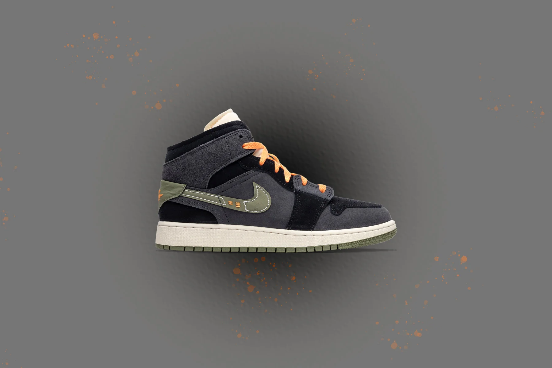 Air Jordan 1 Mid SE Craft (GS) - Anthracite/Sky J Light Olive/Black - Image 2