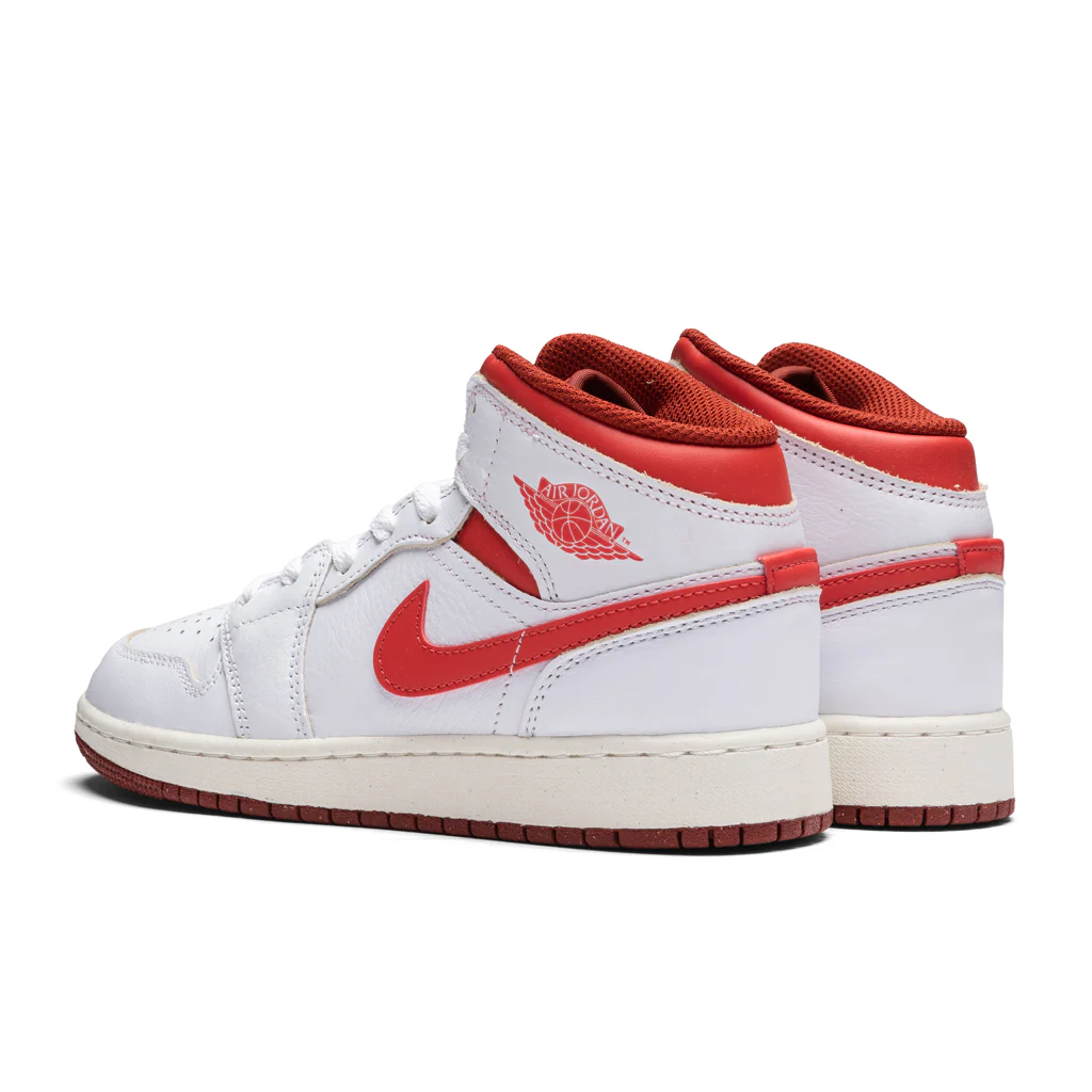 Air Jordan 1 Mid SE (GS) - White/Lobster/Dune Red - Image 3