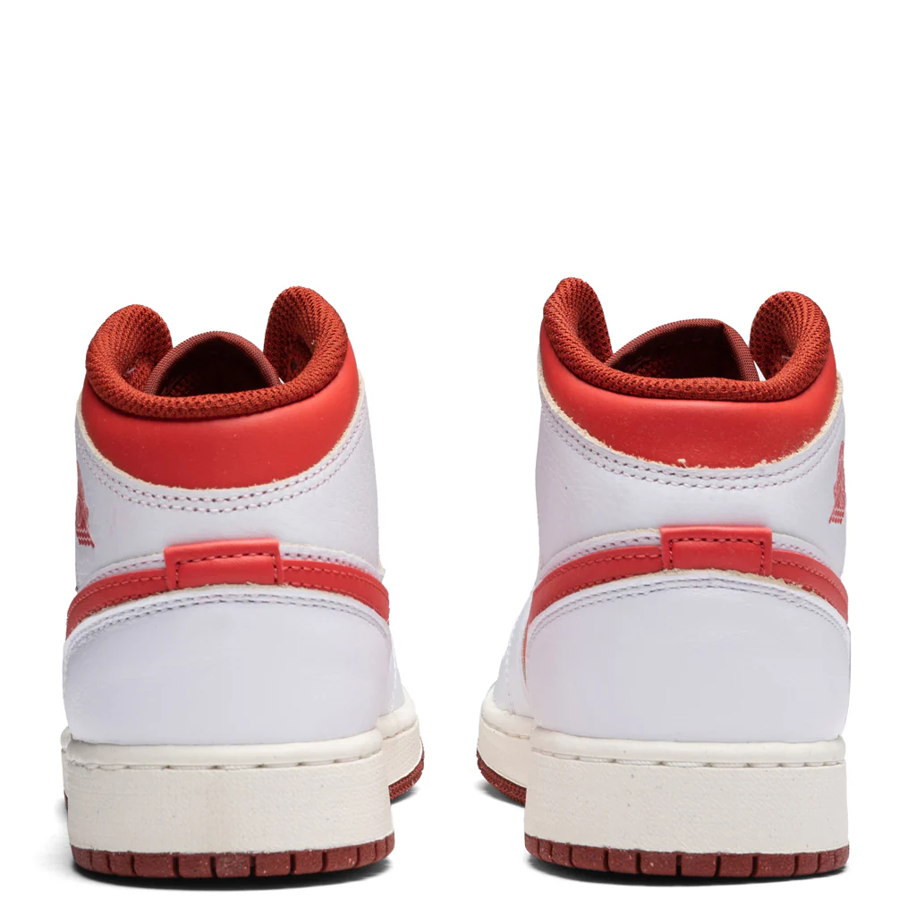 Air Jordan 1 Mid SE (GS) - White/Lobster/Dune Red - Image 4