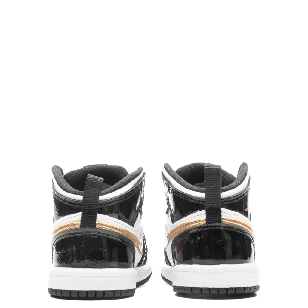 Air Jordan 1 Mid SE (TD) 'Black Gold' - Black/Metallic Gold/White - Image 4
