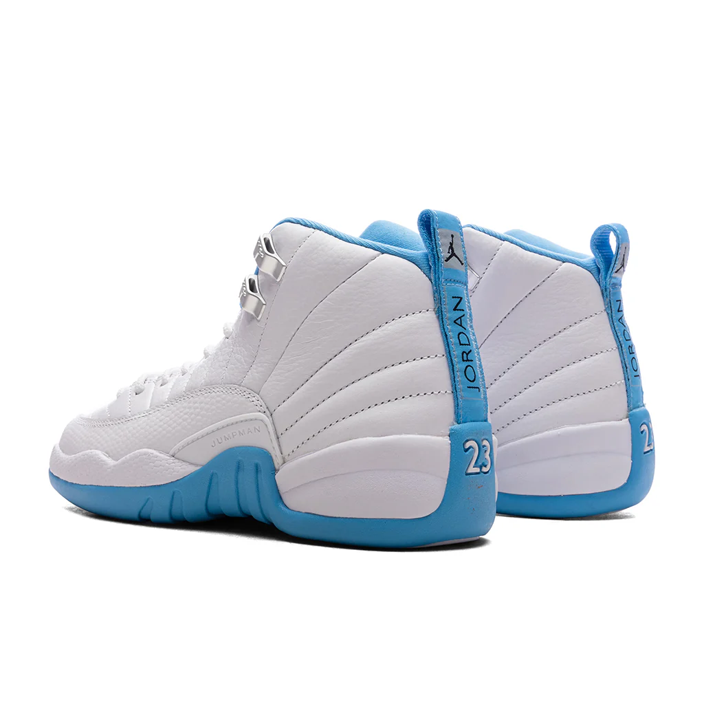 Air Jordan 12 Retro 'Melo' (GS) - White/University Blue/Metallic Silver - Image 3