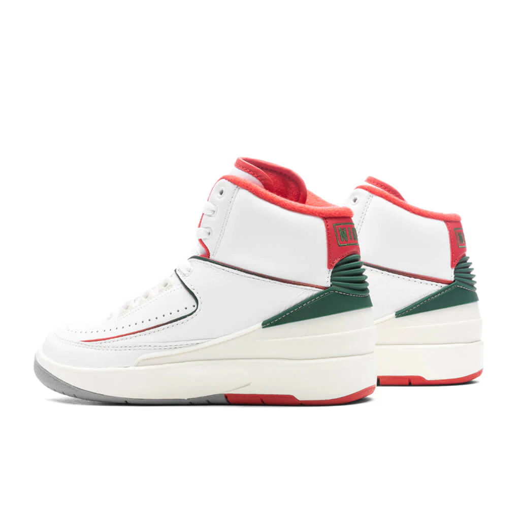 Air Jordan 2 Retro (GS) 'Italy' - White/Fire Red/Fir - Image 3