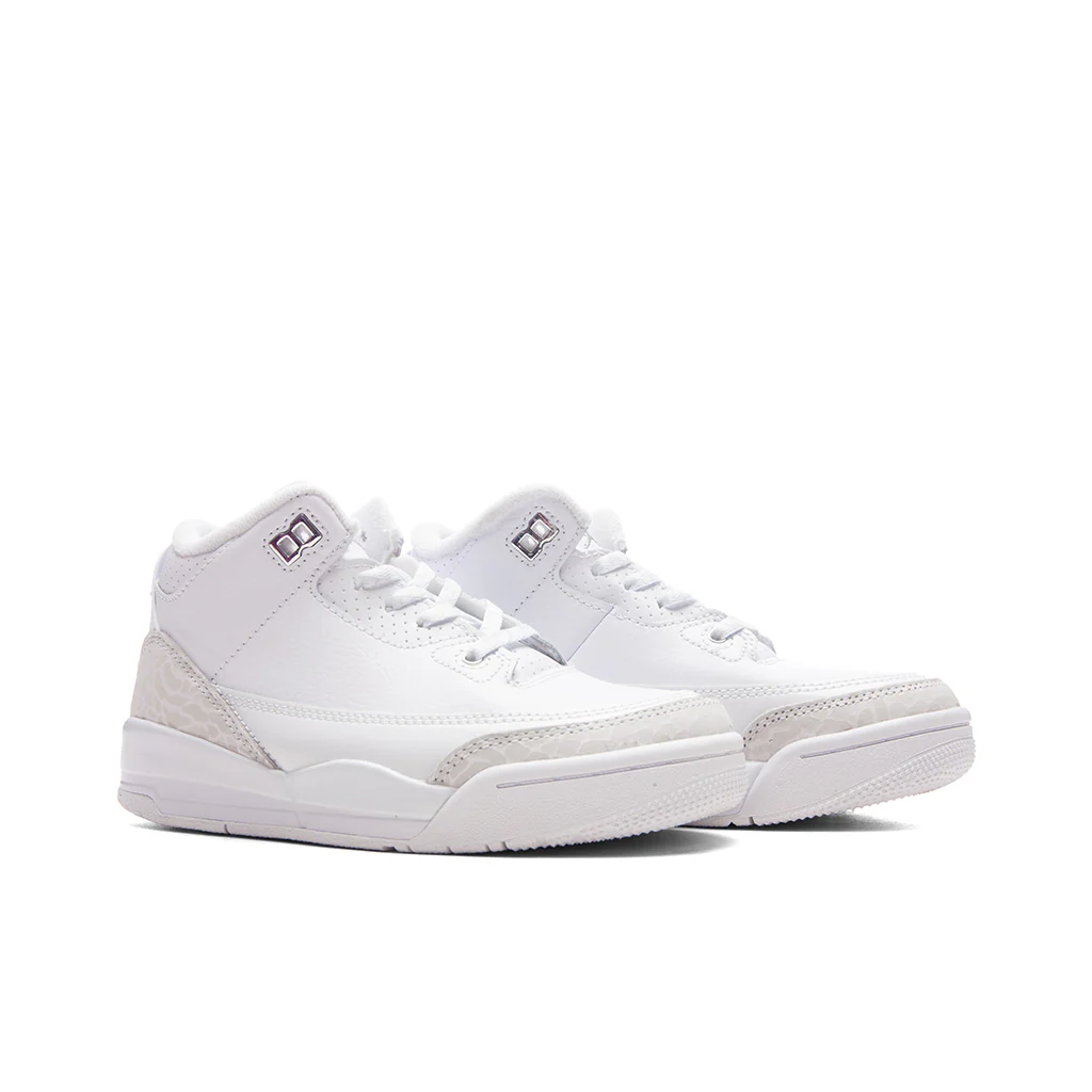 Air Jordan 3 Retro 'Pure Money' (PS) - White/Metalic Silver - Image 2