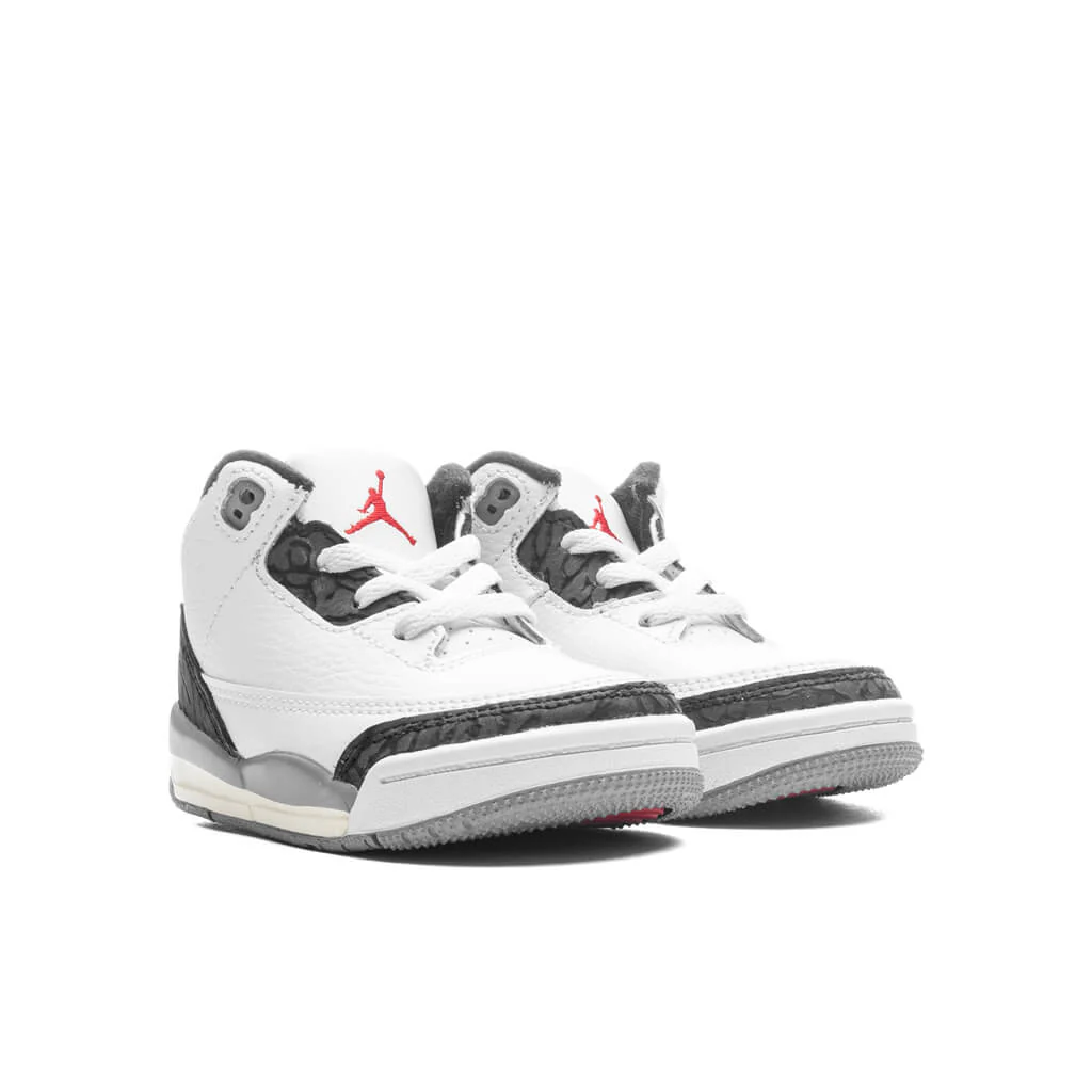 Air Jordan 3 Retro (TD) - Summit White/Fire Red/Cement Grey - Image 2