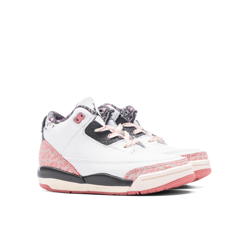 Air Jordan 3 Retro (TD) 'Vintage Floral' - White/Anthracite/Red Stardust - Image 2