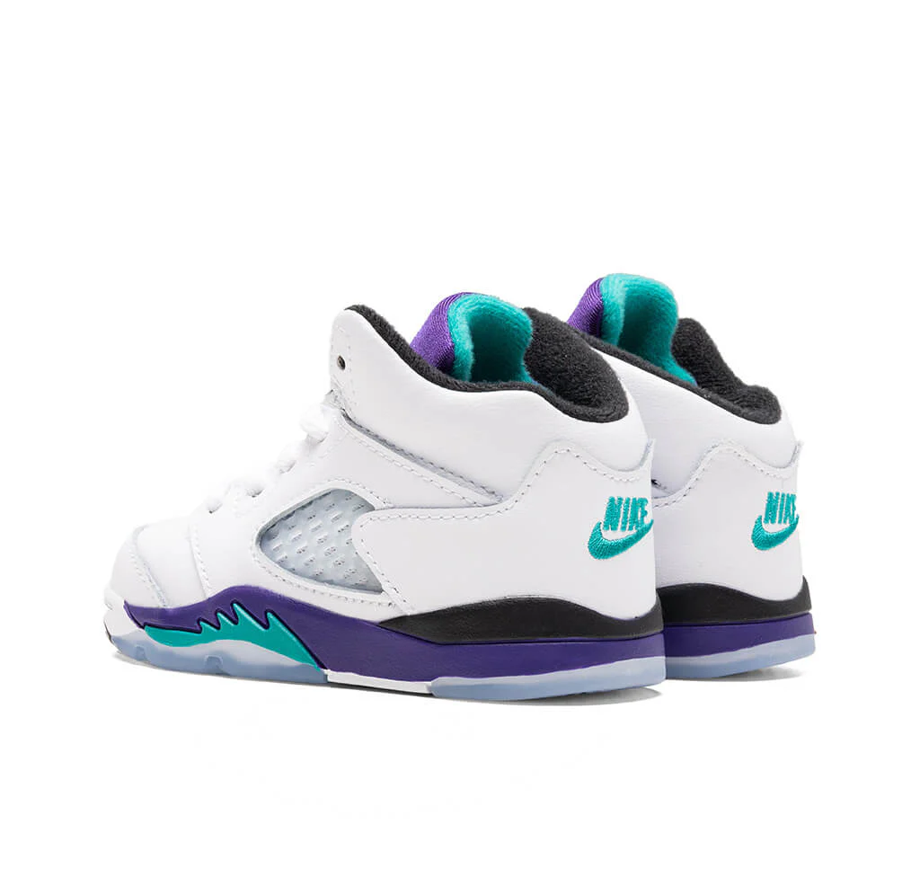 Air Jordan 5 Retro OG 'Grape' (TD) - White/New Emerald/Grape - Image 3