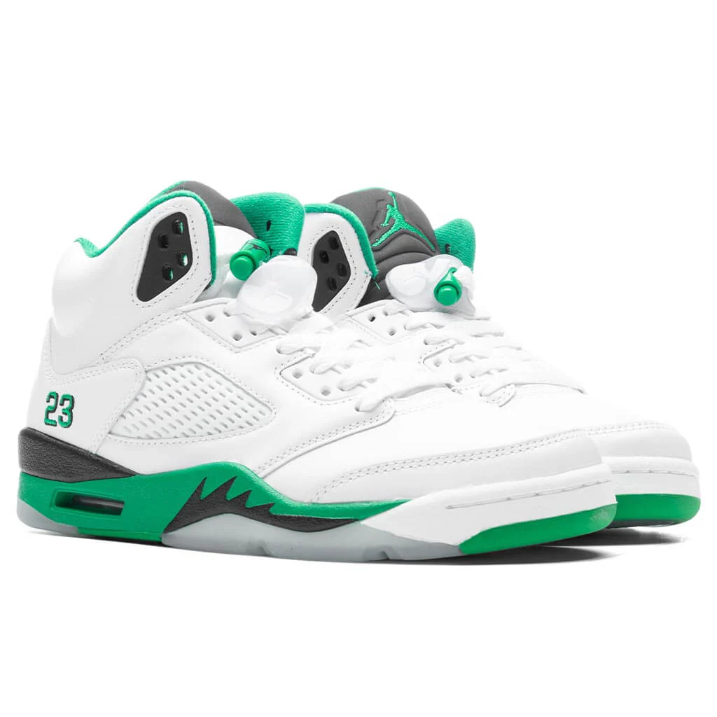 Women's Air Jordan 5 Retro - White/Lucky Green/Ice Blue - Image 2