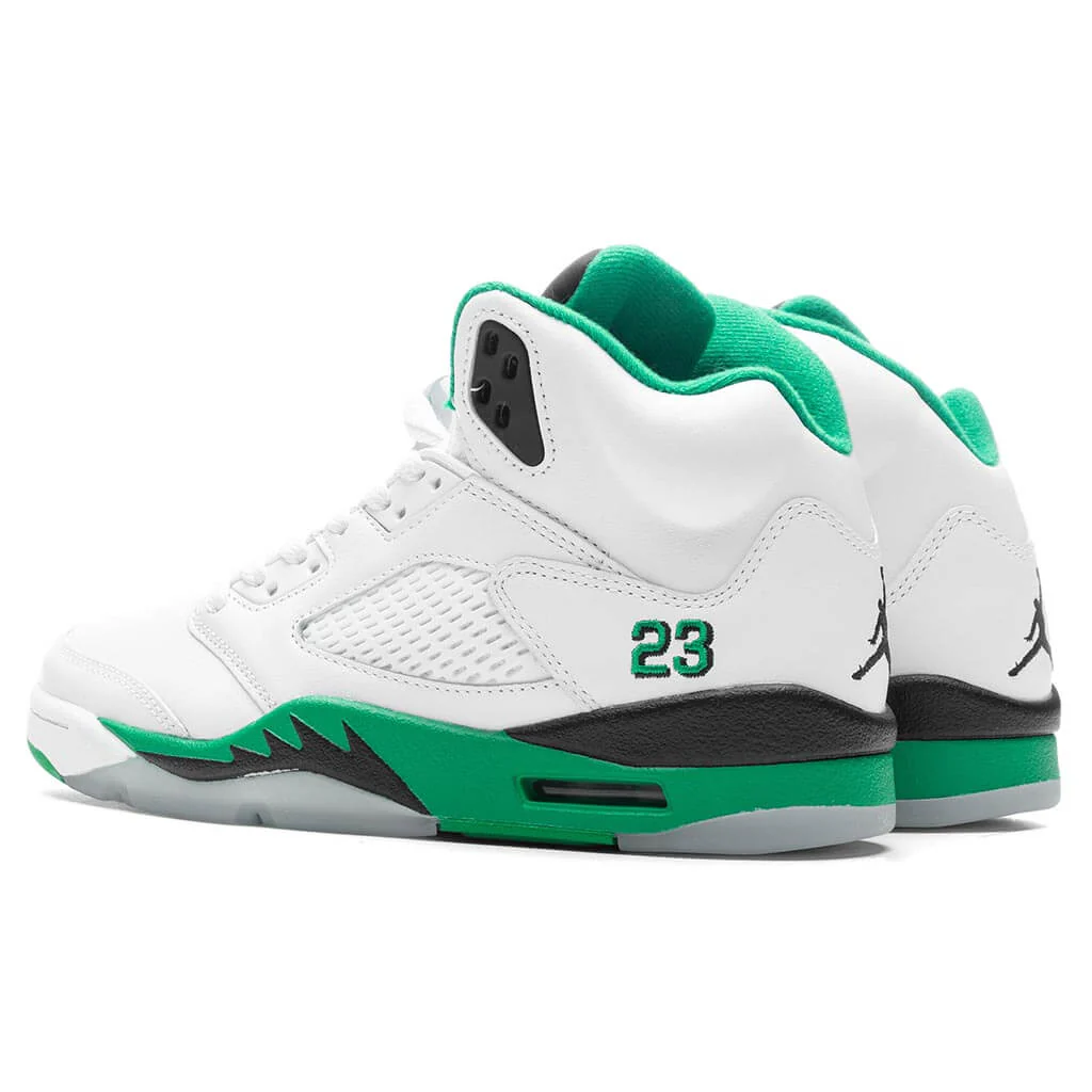 Women's Air Jordan 5 Retro - White/Lucky Green/Ice Blue - Image 3