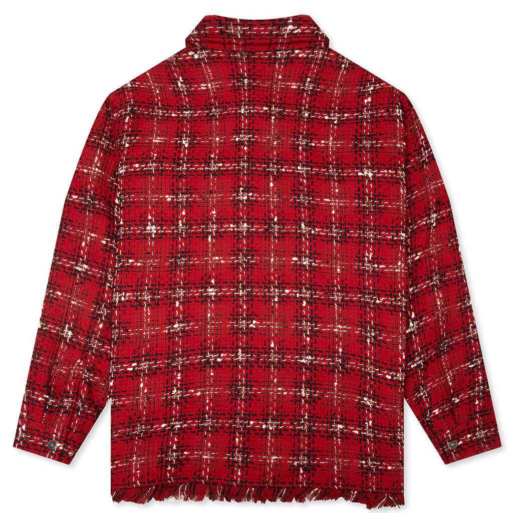 Tweed Flannel Overshirt - Red Rose - Image 2