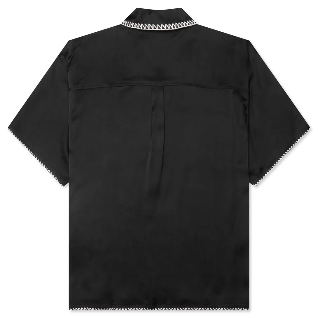 B-Summer Blanket Stitch Woven Shirt - Black - Image 2