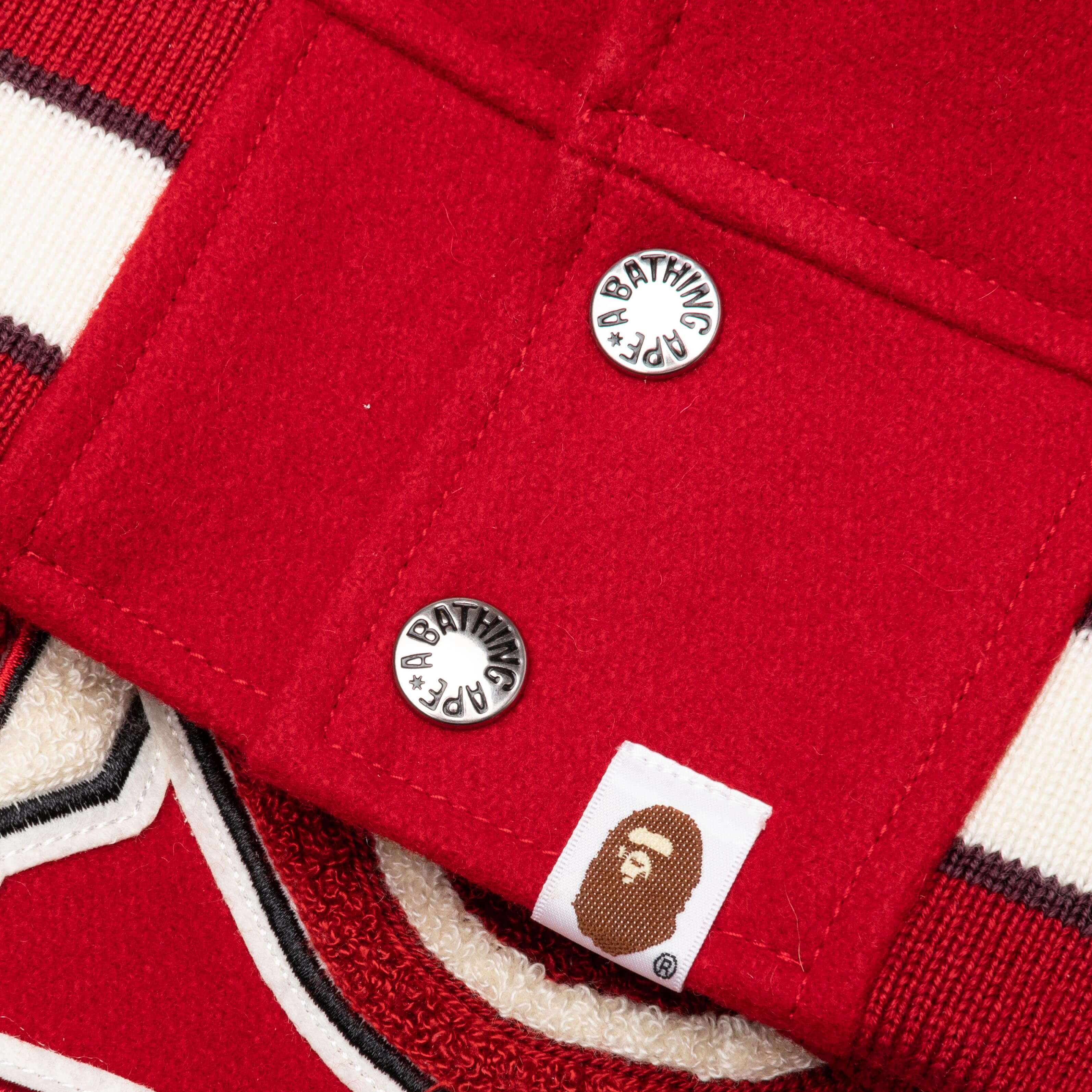 Bape Multi Motif Varsity Jacket - Red - Image 5
