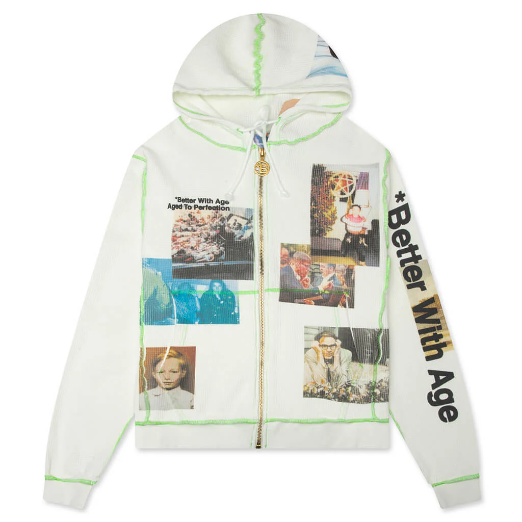 Ricky Waffle Zip-Up Hoodie - White