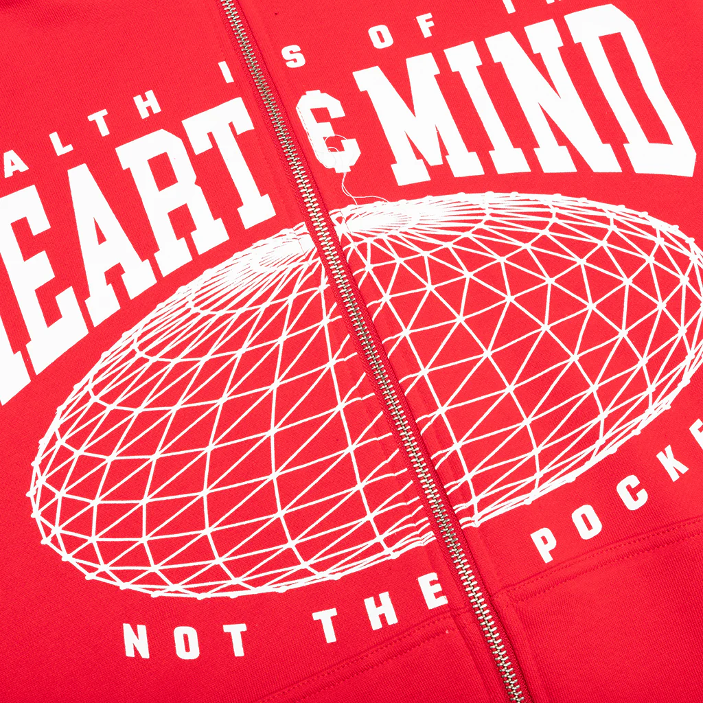HMU Zip Front Hoodie - Red - Image 4
