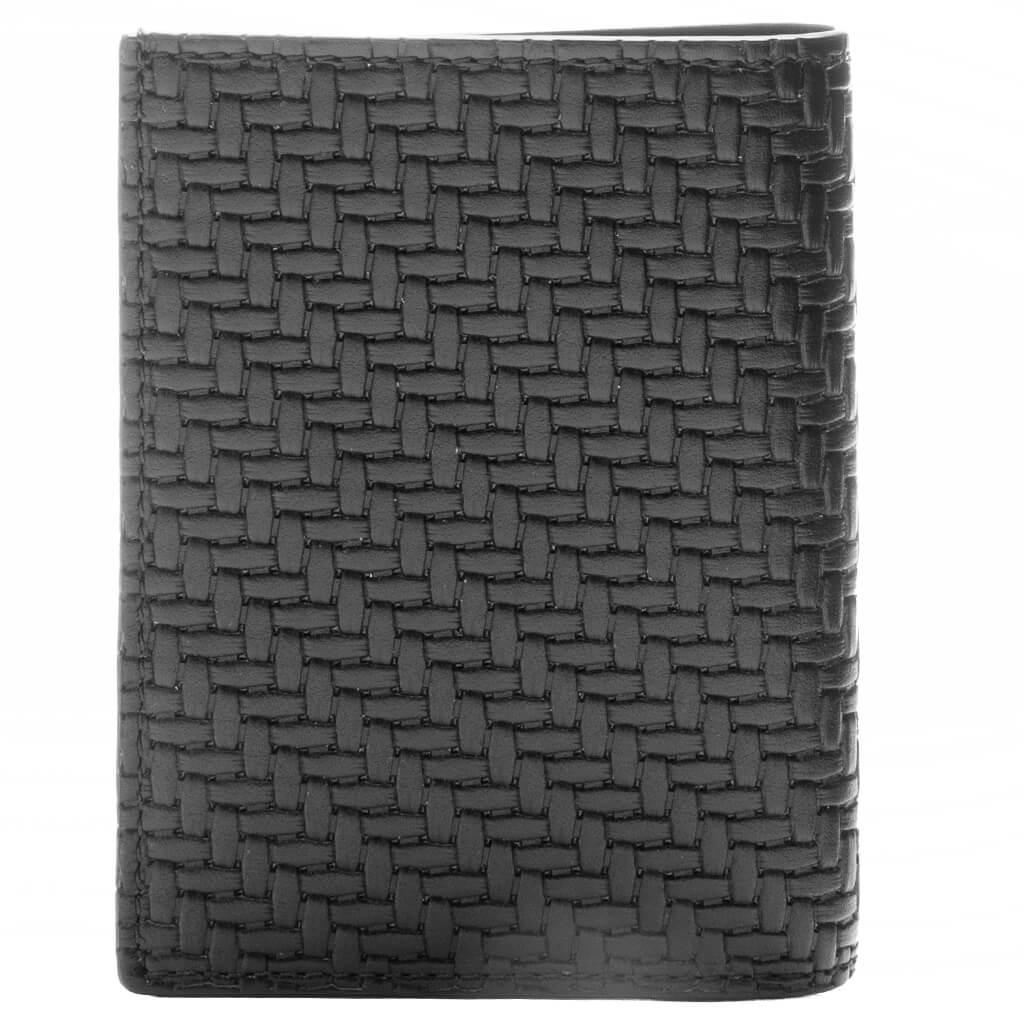 Braided Effect Leather Card Holder - Black - Image 3
