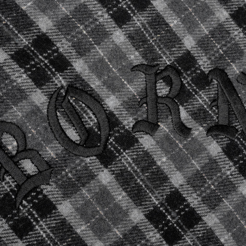 Embroidered Flannel Shirt Jacket - Black - Image 4
