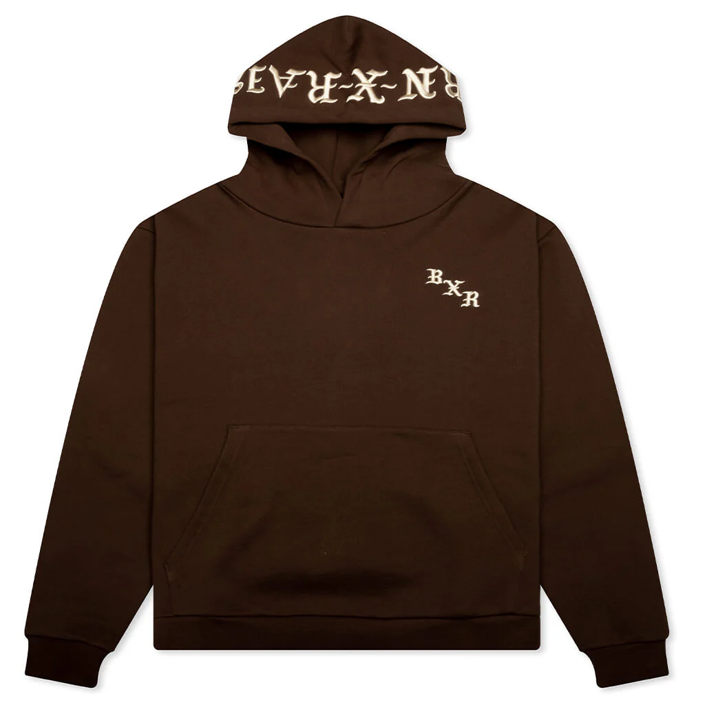 Embroidered Hoodie - Walnut W/ Cream