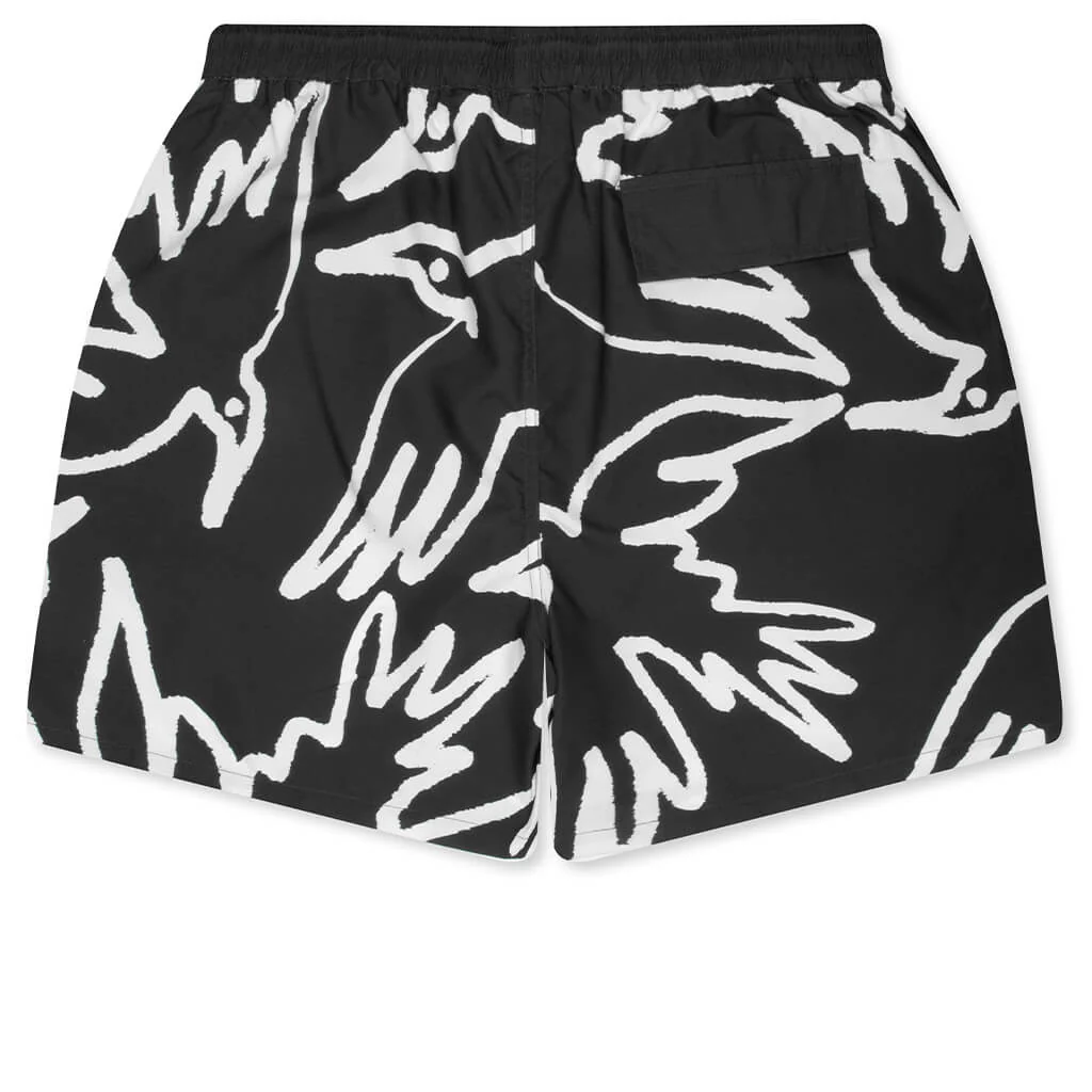 Birds Fly Free Swim Shorts - Black - Image 2