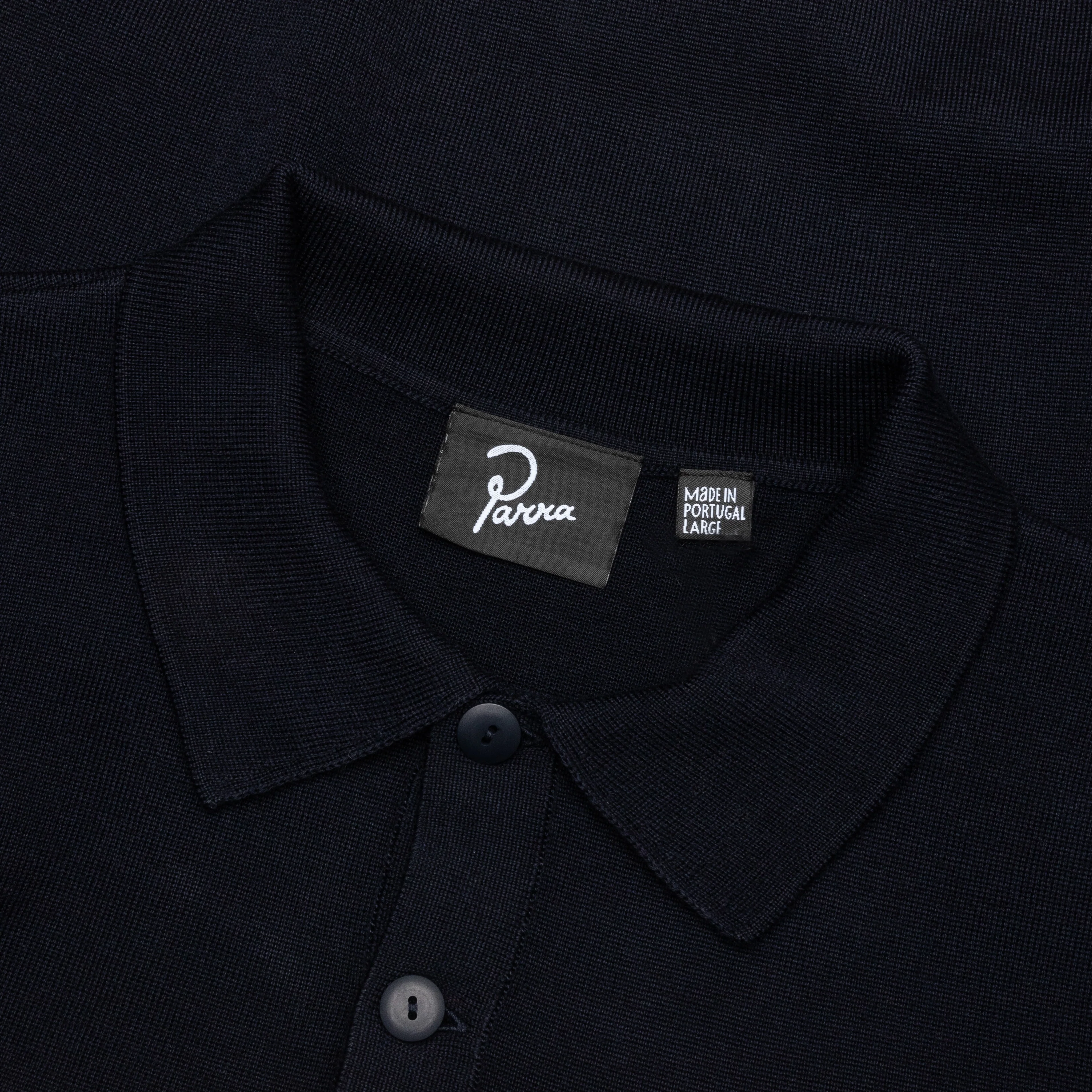 Flower Blob Knitted Polo Shirt - Midnight Blue - Image 3