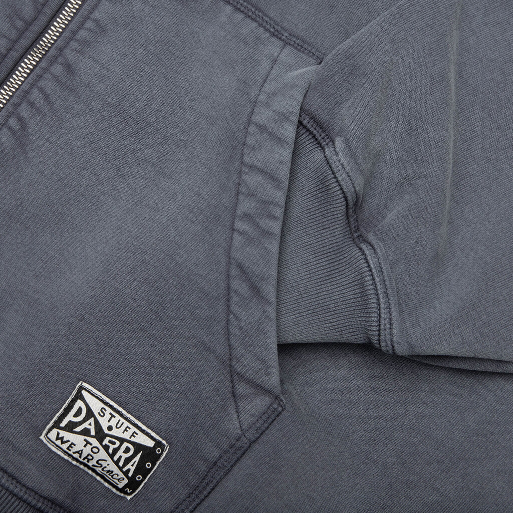 Not Fade Away Zip Hooded Sweatshirt - Washed Dark Grey - Image 4
