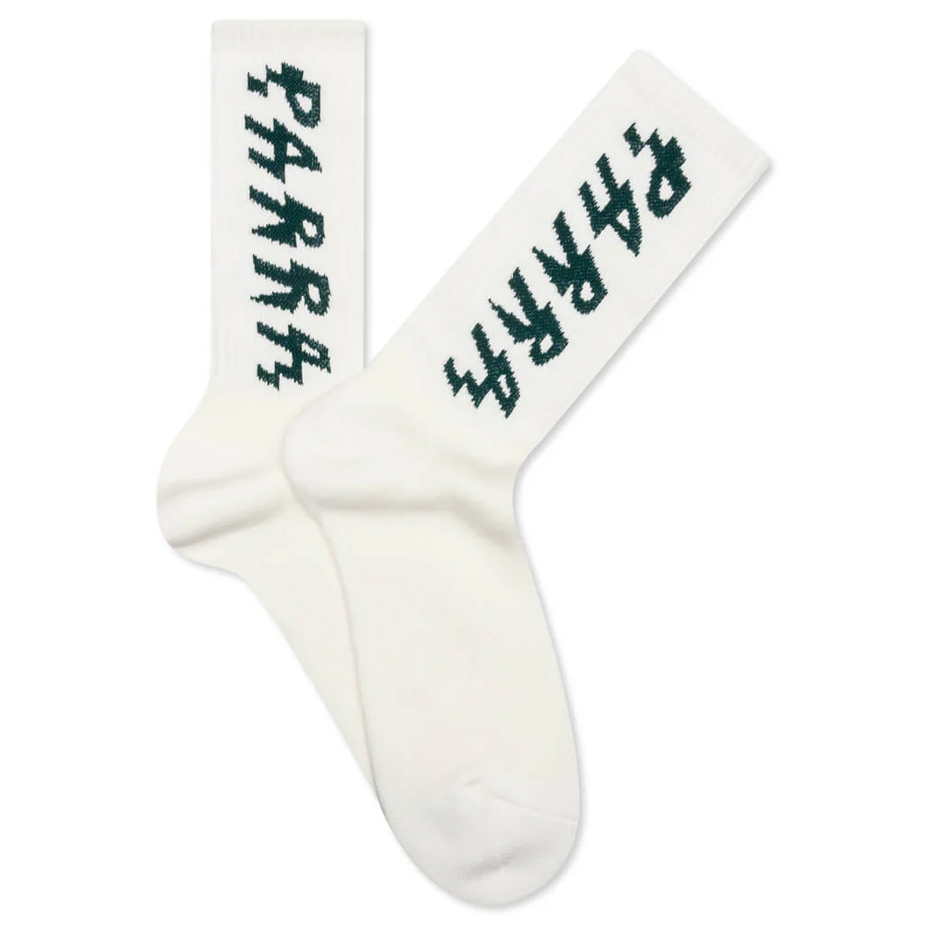 Shocker Logo Crew Socks - White