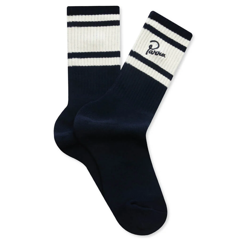 Signature Striped Crew Socks - Navy Blue
